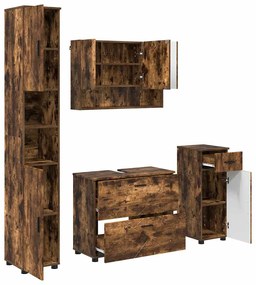 vidaXL Σετ Επίπλων Μπάνιου 4 pcs Καπνιστή δρυς 30 x 35 x 192 εκ.