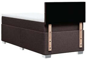 vidaXL Κρεβάτι Boxspring με Στρώμα Σκούρο Καφέ 90x200 εκ. Υφασμάτινο