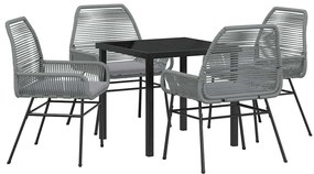 vidaXL Σέτ φαγητού για κήπο 5 pcs Γκρι συνθετικό ρατάν