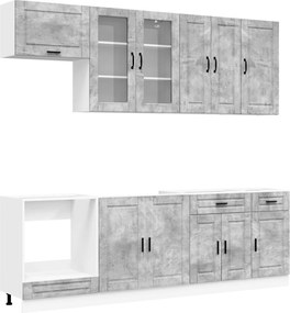 vidaXL Μονάδα κουζίνας PORTO 8 pcs Γκρι Σκυροδέματος