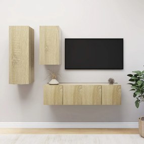 vidaXL Σετ Επίπλων Τηλεόρασης 4 Τεμαχίων Sonoma Δρυς Επεξ. Ξύλο