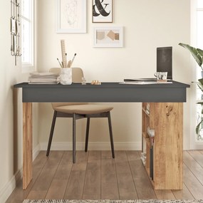 Γραφείο γωνιακό &quot;VIANA&quot; σε χρώμα atlantic pine/ανθρακί 115x120x72