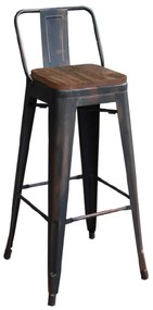 Σκαμπό Μπάρ Relix Wood Antique Black Ε5208,10 44X44Χ100 cm Metal,Wood