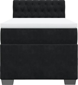 vidaXL Κρεβάτι Boxspring με Στρώμα Μαύρο 80 x 200 εκ. Βελούδινο