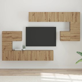 vidaXL Σετ επίπλου τηλεόρασης Επιτοίχιο 8 pcs Χειροποίητη δρυς