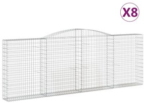 vidaXL Συρματοκιβώτια Τοξωτά 8 τεμ. 400x30x140/160 εκ. Γαλβαν. Ατσάλι