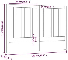 vidaXL Κεφαλάρι Κρεβατιού Λευκό 141 x 4 x 100 εκ. Μασίφ Ξύλο Πεύκου