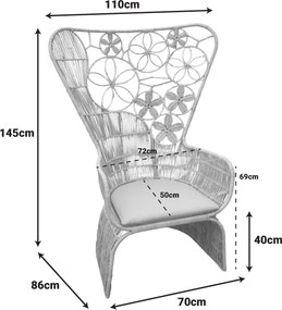 Πολυθρόνα Jake Inart με μπεζ μαξιλάρι-φυσικό rattan 110x86x145εκ