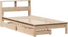 vidaXL Κρεβάτι Βιβλιοθήκη Χωρίς Στρώμα 75x190 εκ Μασίφ Ξύλο Πεύκο