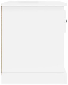 Κομοδίνο Γυαλ. Λευκό 39x39x47,5 εκ. από Επεξεργασμένο Ξύλο - Λευκό