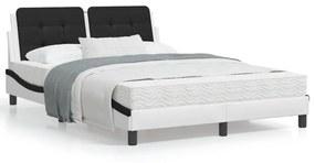 Κρεβάτι με Στρώμα Μαύρο/Λευκό 140x200 εκ. από Συνθετικό Δέρμα - Λευκό