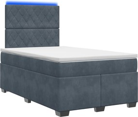 vidaXL Κρεβάτι box spring με στρώμα Σκούρο Γκρι 120 x 190 cm Βελούδο