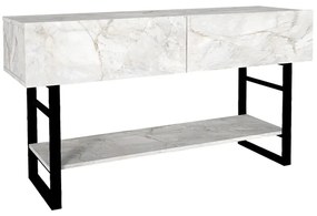 Κονσόλα Aron Megapap χρώμα λευκό εφέ μαρμάρου 138,8x41x75,7εκ.