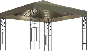 vidaXL Κιόσκι με Φωτάκια LED Taupe 3 x 3 μ.