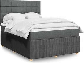 vidaXL Κρεβάτι Boxspring με Στρώμα Σκούρο Γκρι 140x200 εκ Υφασμάτινο
