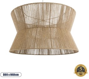 02205 GloboStar® BISBEE 02205 Boho Κρεμαστό Φωτιστικό Πλέγμα Μονόφωτο 1 x E27 IP20 Μπεζ Σχοινί - Μ80 x Π80 x Υ48cm