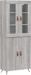 vidaXL Ντουλάπι Γκρι Sonoma 69,5 x 34 x 180 εκ. Επεξεργασμένο Ξύλο