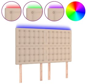 vidaXL Κεφαλάρι Κρεβατιού LED Καπουτσίνο 144x5x118/128 εκ