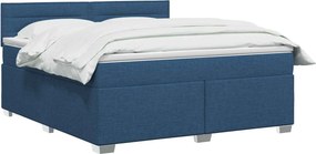 vidaXL Κρεβάτι box spring με στρώμα Μπλε 180 x 200 cm Ύφασμα