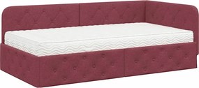 vidaXL Κρεβάτι Γωνίας Κόκκινο 90 x 190 cm ύφασμα