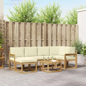 vidaXL Σειρά Καναπέ Εξωτερικού με μαξιλάρι 7 pcs Λευκό και Κρεμ