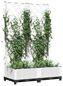 vidaXL Ζαρντινιέρα Κήπου με Καφασωτό Λευκή 80x40x121,5 εκ. Πολυπροπ.