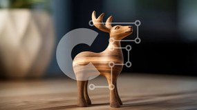 Intra Συλλεκτικό Ξύλινο Παζλ Plywood  4mm - Ξύλινο ειδώλιο ελαφιού σε ξύλινο τραπέζι Σε Ξύλινο Κουτί - Διαστάσεις: 10x10 cm – 25 κομμάτια