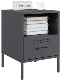 vidaXL Κομοδίνο Ανθρακί 36x39x50,5 εκ. από Χάλυβα