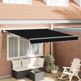 vidaXL Χειροκίνητη Ανασυρόμενη Τέντα Μαύρη 300x250 εκ.