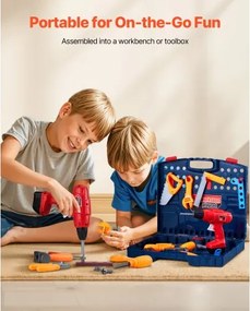 VEVOR Kids Workbench 56 pcs Tool Bench with Realistic Tools and Electric Drill