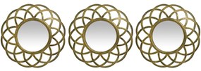 Καθρέπτης Τοίχου ArteLibre Χρυσό Πλαστικό Φ25.4x3.2cm Σετ 3Τμχ