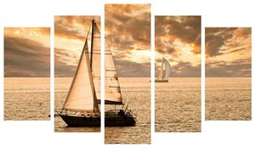 ΠΙΝΑΚΑΣ ΠΕΝΤΑΠΤΥΧΟ MDF SUNSET SAILING HM7206.01 100X0,3X60 εκ.