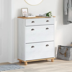 vidaXL Ντουλάπι Παπουτσιών ASKIM Λευκό 85x35x108 εκ. Μασίφ Ξύλο Πεύκου
