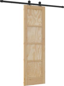 vidaXL Συρόμενη Πόρτα Φυσικό και Μαύρο 61 x 198,5 εκ.