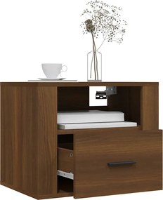 vidaXL Κομοδίνο Επιτοίχιο Καφέ Δρυς 50 x 36 x 40 εκ.