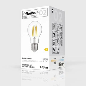 LED Filament Λαμπτήρας E02 Drop A60 Διαφανής 4W 470Lm E27 2700K