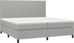 vidaXL Κρεβάτι Boxspring με Στρώμα Ανοιχτό Γκρι 200x200 εκ. Υφασμάτινο