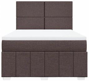 vidaXL Κρεβάτι Boxspring με Στρώμα Σκούρο Καφέ 140x200 εκ Υφασμάτινο