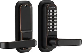 VEVOR Mechanical Keyless Entry Door Lock, 2.0 Code Upgrade, 4-7 Digits Code, Single-Sided Push Button Combination Keypad Door Lock with Handle, Auto Locking, for Indoor or Outdoor, Oil-Rubbed Bronze