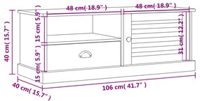 Έπιπλο Τηλεόρασης VIGO Λευκό 106x40x40 εκ. Μασίφ Ξύλο Πεύκου - Λευκό