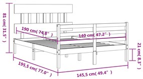 ΠΛΑΙΣΙΟ ΚΡΕΒΑΤΙΟΥ ΜΕ ΚΕΦΑΛΑΡΙ ΛΕΥΚΟ 140X190 ΕΚ. ΜΑΣΙΦ ΞΥΛΟ 3195137