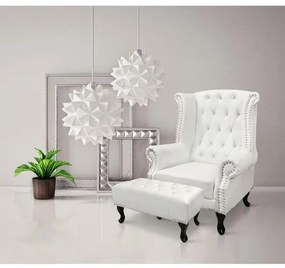 Πολυθρόνα - Μπερζέρα POLINA C0053.02+C226.02 Λευκό Ματ PU με Υποπόδιο EMMA Τύπου Chesterfield 83x75x107 εκ. 83x75x107 εκ.