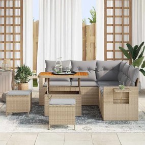 vidaXL Σετ Καναπέ Κήπου 8 pcs μπεζ και ανοιχτό γκρι 90 x 55 x 71 cm
