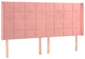 Κεφαλάρι με Πτερύγια Ροζ 183x16x118/128 εκ. Βελούδινο - Ροζ
