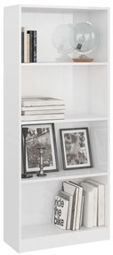 vidaXL Βιβλιοθήκη με 4 Ράφια Γυαλιστερό Λευκό 60x24x142 εκ Μοριοσανίδα