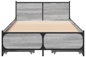 Πλαίσιο Κρεβατιού με συρτάρια Γκρι sonoma 100x200εκ. Επεξ. Ξύλο - Γκρι