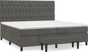 vidaXL Κρεβάτι Boxspring με Στρώμα Σκούρο Γκρι 200x200 εκ. Βελούδινο