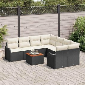 vidaXL Σετ Καναπέ Κήπου 9 pcs Μαύρος, λευκός