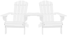 Καρέκλες Κήπου Adirondack με Τραπέζι Λευκές Μασίφ Ξύλο Ελάτης - Λευκό