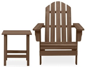 vidaXL Καρέκλα Κήπου Adirondack Καφέ με Τραπέζι από Μασίφ Ξύλο Ελάτης